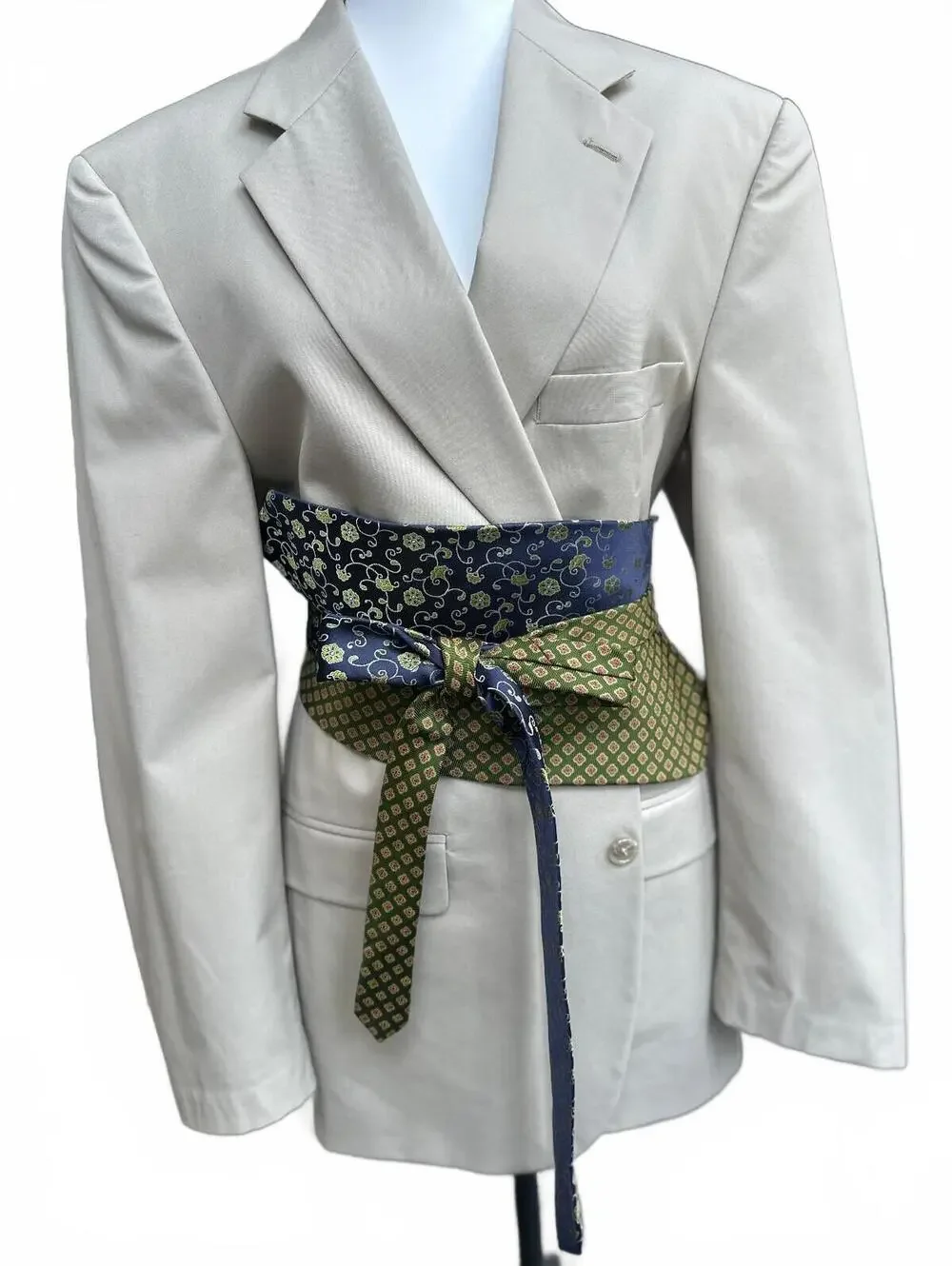 Upcycled Silk Necktie Obi Belt | Handmade Corset Style Belt | One-of-a-Kind | OS